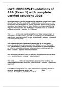 UWF EDF6225-Foundations of ABA (Exam 1) with complete verified solutions 2025.