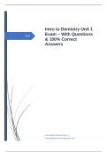 Intro to Dentistry Unit 1 Exam – With Questions & 100% Correct Answers