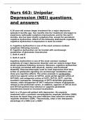 Nurs 663 Unipolar Depression (NEI) questions and answers