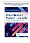 TEST BANK FOR UNDERSTANDING NURSING RESEARCH, 8TH EDITION, SUSAN GROVE, JENNIFER GRAY (ALL CHAPTERS) LATEST 2024