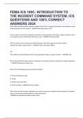 FEMA ICS 100C: INTRODUCTION TO THE INCIDENT COMMAND SYSTEM, ICS QUESTIONS AND 100% CORRECT ANSWERS 2024