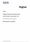 OCR GCSE Biology B Twenty First Century Science J257/03: Breadth in Biology (Higher Tier) General Certificate of Secondary Education Mark Scheme for June 2024