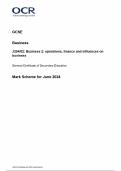 OCR GCSE Business J204/02: Business 2: operations, finance and influences on business General Certificate of Secondary Education Mark Scheme for June 2024