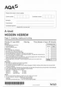 AQA A LEVEL MODERN HEBREW PAPER 3 QUESTION PAPER 2024 (7672/3;LISTENING,READING AND WRITING).