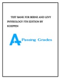 TEST BANK FOR BERNE AND LEVY PHYSIOLOGY 7TH EDITION BY KOEPPEN