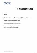 OCR GCSE Combined Science Chemistry A Gateway Science J250/04: Paper 4 (Foundation Tier) Mark Scheme for June 2024