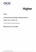 OCR GCSE Combined Science Biology A Gateway Science J250/07: Paper 7 (Higher Tier) Mark Scheme for June 2024