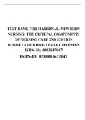 TEST BANK FOR MATERNAL- NEWBORN NURSING: THE CRITICAL COMPONENTS OF NURSING CARE 2ND EDITION ROBERTA DURHAM LINDA CHAPMAN ISBN-10: 0803637047 ISBN-13: 9780803637047