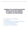 CRIMINOLOGY-BOARD-REVIEWER NOTES; LATEST WITH SUMMARY (KEY POINTS COLORED AND WELL CLARIFIED) 100% ENLIGHTENED