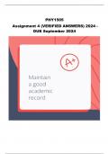 PHY1505 Assignment 4 (COMPLETE ANSWERS) 2024 - DUE September 2024 ; 100% TRUSTED Complete, trusted solutions and explanations.