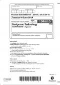 EDEXCEL GCSE Design & Technology 1dt0 1d question paper may-june 2024