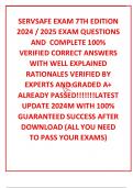 SERVSAFE EXAM 7TH EDITION 2024 / 2025 EXAM QUESTIONS AND  COMPLETE 100% VERIFIED CORRECT ANSWERS WITH WELL EXPLAINED RATIONALES VERIFIED BY EXPERTS AND GRADED A+ ALREADY PASSED!!!!!!!LATEST UPDATE 2024M WITH 100% GUARANTEED SUCCESS AFTER DOWNLOAD (ALL YOU