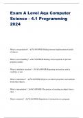 Exam A Level Aqa Computer Science - 4.1 Programming 2024