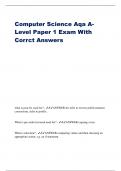 Computer Science Aqa A-Level Paper 1 Exam With Corrct Answers