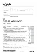 AQA AS FURTHER MATHEMATICS Paper 2 Mechanics 7366/2M June 2024