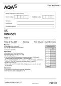 AQA AS BIOLOGY Paper 2 Friday 22 May 2020 QP