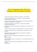  U.S.A. Citizenship Test 100 Civics Questions With Complete Solutions.