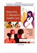 MATERNITY AND WOMEN'S HEALTH CARE 13TH EDITION BY LOWDERMILK TEST BANK  COMPLETE GUIDE CHAPTER 1-37