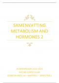 Metabolism and hormones 2 (2011GENGE1) - Samenvatting - Nederlands