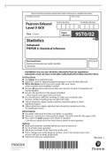 Pearson Edexcel GCE Question Booklet + Mark Scheme (Results) November 2021In Statistics (9ST0) Paper 02: Statistical Inference