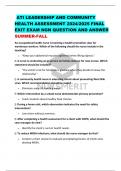 ATI LEADERSHIP AND COMMUNITY  HEALTH ASSESSMENT 2024/2025 FINAL  EXIT EXAM NGN QUESTION AND ANSWER SUMMER-FALL