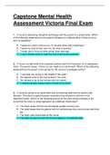 NURS 406 CAPSTONE QUIZ MENTAL HEALTH ASSESSMENT FINAL EXAM. 