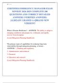 CERTIFIED EMERGENCY MANAGER EXAM  NEWEST 2024-2025 COMPLETE 200  QUESTIONS AND CORRECT DETAILED  ANSWERS (VERIFIED ANSWERS)  |ALREADY GRADED A+||BRAND NEW  VERSION!! 