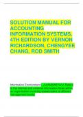 SOLUTION MANUAL FOR ACCOUNTING INFORMATION SYSTEMS, 4TH EDITION BY VERNON RICHARDSON, CHENGYEE CHANG, ROD SMITH