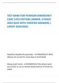 TEST BANK FOR PEARSON EMERGENCY CARE 14TH EDITION LIMMER, O'KEEFE 2024 QUIZ WITH VERIFIED ANSWERS | LATEST 2024/2025