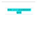 NUR 1211 LEADERSHIP QUIZ