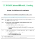 Exam 1 Study Guide - NUR2488 / NUR 2488 (Latest 2022 / 2023) : Mental Health Nursing - Rasmussen