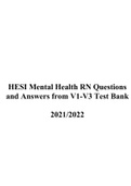 HESI Mental Health RN Questions and Answers from V1-V3 TestBank 2021/2022