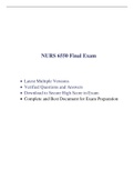 NURS 6550 Final Exam (3 Versions, 300 Q & A, Latest-2022)/ NURS 6550N Final Exam / NURS6550 Final Exam / NURS6550N Final Exam |Verified Q & A, Complete Document for EXAM|