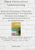 Samenvatting Klinische Psychologie theorieën en psychopathologie - Van der Molen - 3e druk 2015 - 9789001846244  - alle hoofdstukken