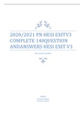 2020/2021 PN Hesi Exit V3 COMPLETE 140 QUESTION AND ANSWERS