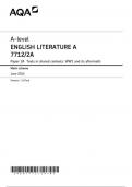 AQA A Level English Literature A paper 2A June 2024 Final Mark scheme- 7712/2A