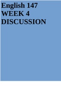 English 147 WEEK 4 DISCUSSION