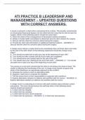 ATI PRACTICE B LEADERSHIP AND MANAGEMENT – UPDATED QUESTIONS WITH CORRECT ANSWERS.