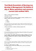 Test Bank Essentials of Nursing Leadership & Management 7th Edition Sally A. Weiss questions and answers correct and verified 100%