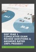 DSP YEAR 1 CUMULATIVE EXAM REVIEW QUESTIONS & ANSWERS RATED 100% PASSED!!