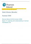 Pearson Edexcel GCSE German (2406) Paper 1F: Listening and understanding in German  Foundation Tier Mark Scheme (Results) Summer 2024