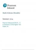 EDEXCEL GCSE Statistics 1st0 2h marking scheme may-june 2024