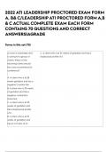 2022 ATI LEADERSHIP PROCTORED EXAM FORM A, B& C/LEADERSHIP ATI PROCTORED FORM A,B & C ACTUAL COMPLETE EXAM EACH FORM CONTAINS 70 QUESTIONS AND CORRECT ANSWERS|AGRADE