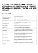 TCFP FIRE INVESTIGATOR EXAM 2024-2025 ACTUAL EXAM 200 QUESTIONS AND CORRECT DETAILED ANSWERS (100% VERIFIED ANSWERS) |AGRADE