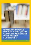 OPOTA OHIO PEACE OFFICER BASIC (2024) COMPLETE QUESTIONS WITH PASSED SOLUTIONS!!