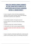 NUR 215/ NUR215 EXAM 2 NEWEST  ACTUAL EXAM WITH COMPLETE 70  QUESTIONS AND DETAILED ANSWERS  RATED A | BRAND NEW!!! 