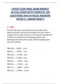 LATEST CCDS FINAL EXAM NEWEST  ACTUAL EXAM WITH COMPLETE 100  QUESTIONS AND DETAILED ANSWERS  RATED A | BRAND NEW!!! 