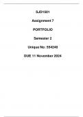 SJD1501 Assignment 7 (PORTFOLIO) Semester 2 (554240) DUE 11 November 2024