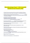     Neurophysiology Exam 1 With Complete Questions And Answers 2024