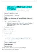 University of Texas, Arlington - NURS3315/NURS 3315 Module 1 Quiz With Answers.